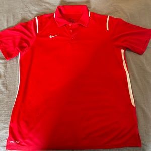 Nike Dri-Fit Golf Shirt. Red w/white details. Never worn.